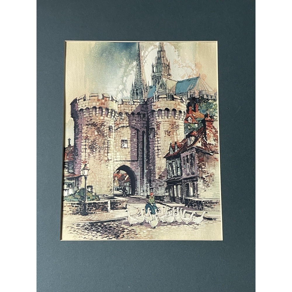 1930s Lithograph Print Porte Guillaume Charters France Original Frame 14 X 11"